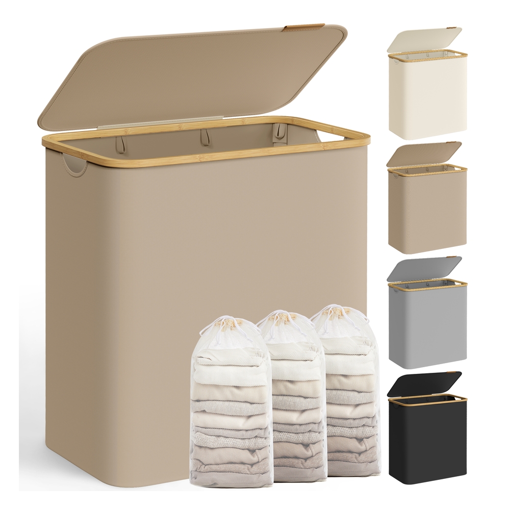 52.8 Gallons (150L) Laundry Basket with Lid Camel Brown