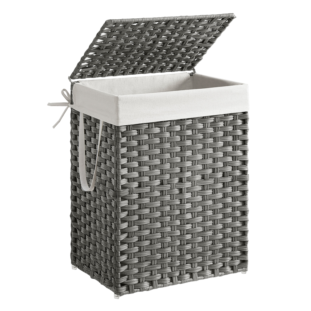 Gray Handwoven Laundry Basket