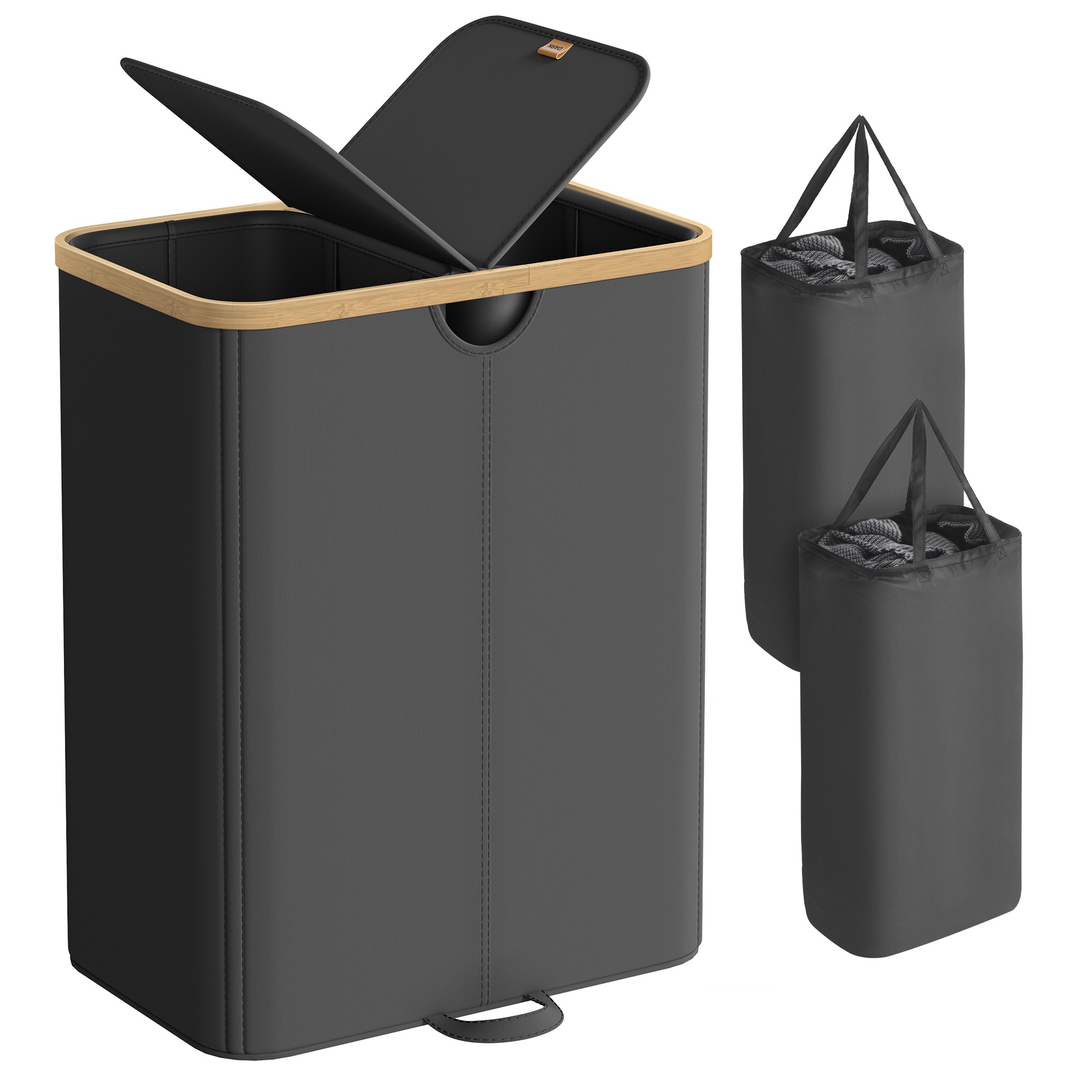 Laundry Basket with 2 Compartments, 150 Liter Laundry Sorter with Lid, Laundry Bin Laundry Basket with 2 Compartments, 150 Liter Laundry Sorter with Lid, Laundry Bin