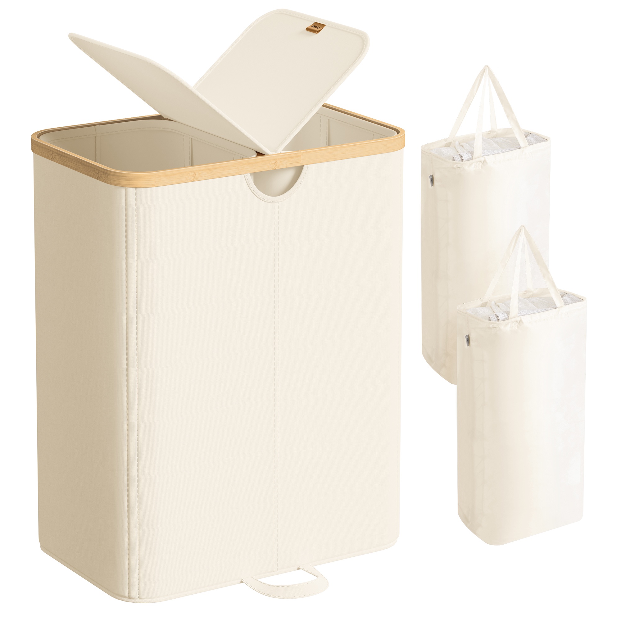 Laundry Basket with 2 Compartments, Laundry Basket, 150 L, Sorter with Lid, Removable Clothes Bags Laundry Basket with 2 Compartments, Laundry Basket, 150 L, Sorter with Lid, Removable Clothes Bags