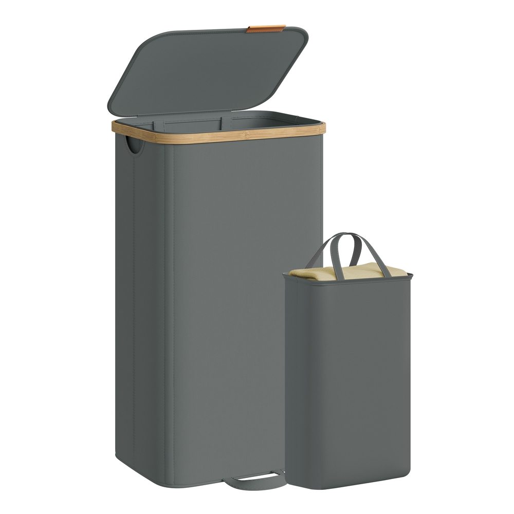 Laundry Basket, Removable Liner, 100 L, Slate Grey