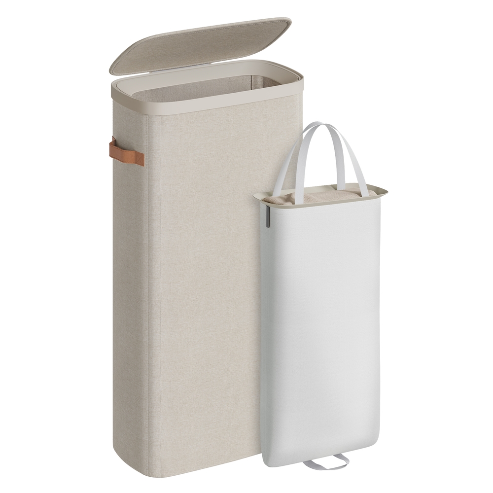 Laundry Basket 65 L with Lid Handles Removable Liner Cappuccino Beige Laundry Basket 65 L with Lid Handles Removable Liner Cappuccino Beige