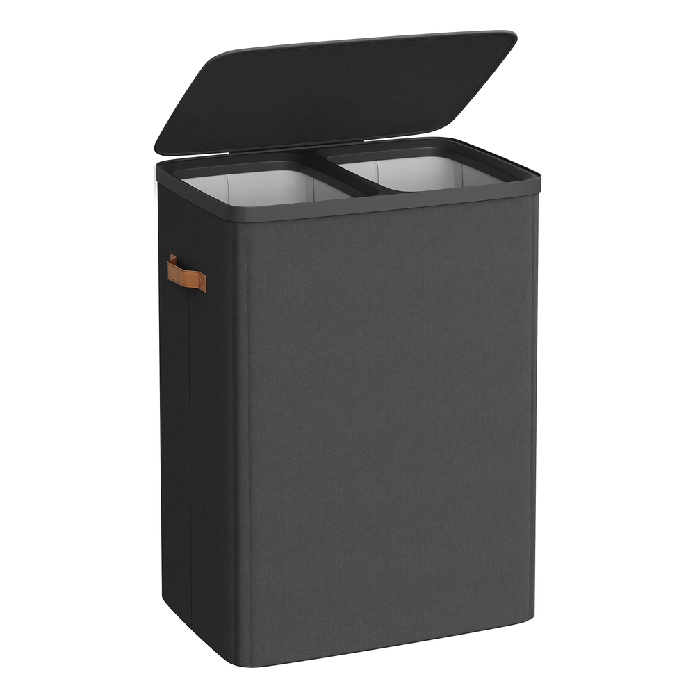 Laundry basket with dual compartments and removable liners