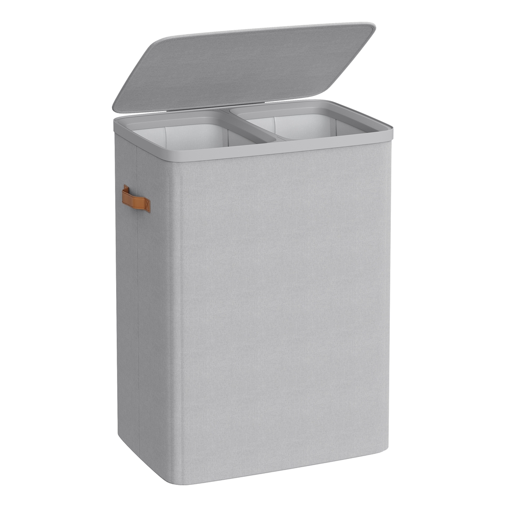 Laundry basket with dual compartments and removable liners Laundry basket with dual compartments and removable liners