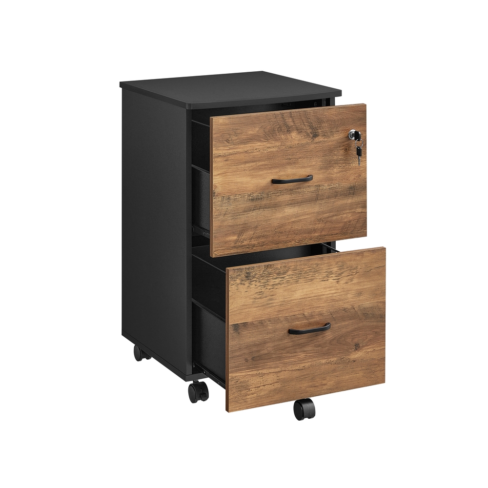 2-Drawer Locking File Cabinet Honey Brown and Ink Black