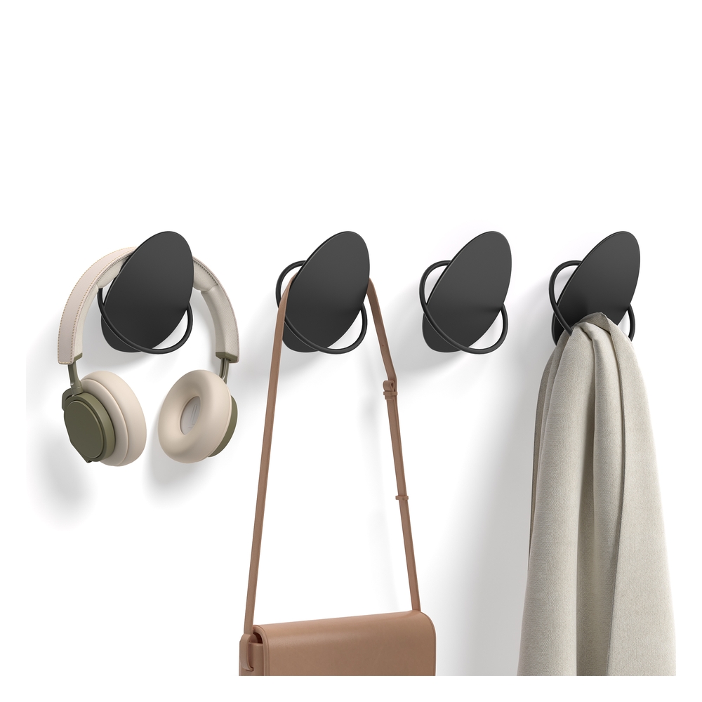 Set of egg shaped wall hooks for coats and towels Ink Black Set of egg shaped wall hooks for coats and towels Ink Black