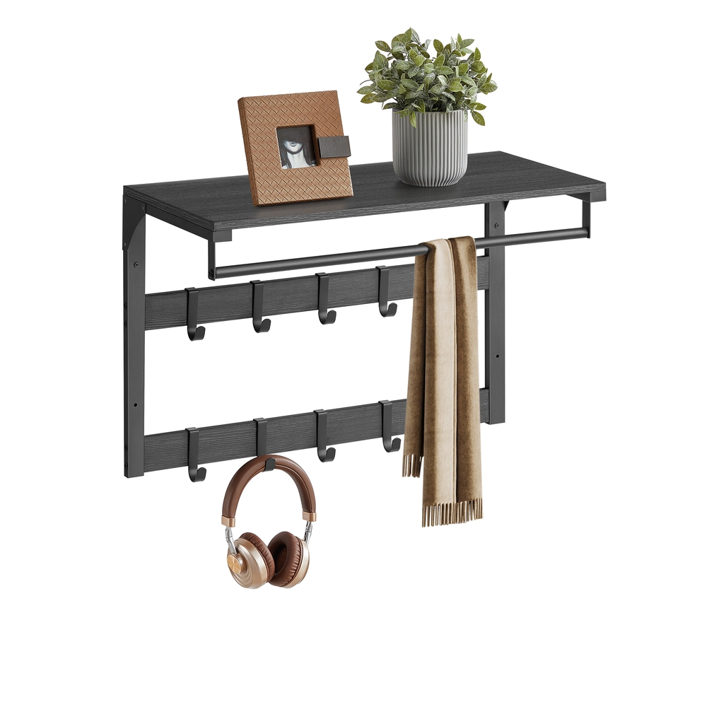 Coat Rack Wall-Mounted with 10 Hooks Charcoal Grey and Ink Black Coat Rack Wall-Mounted with 10 Hooks Charcoal Grey and Ink Black