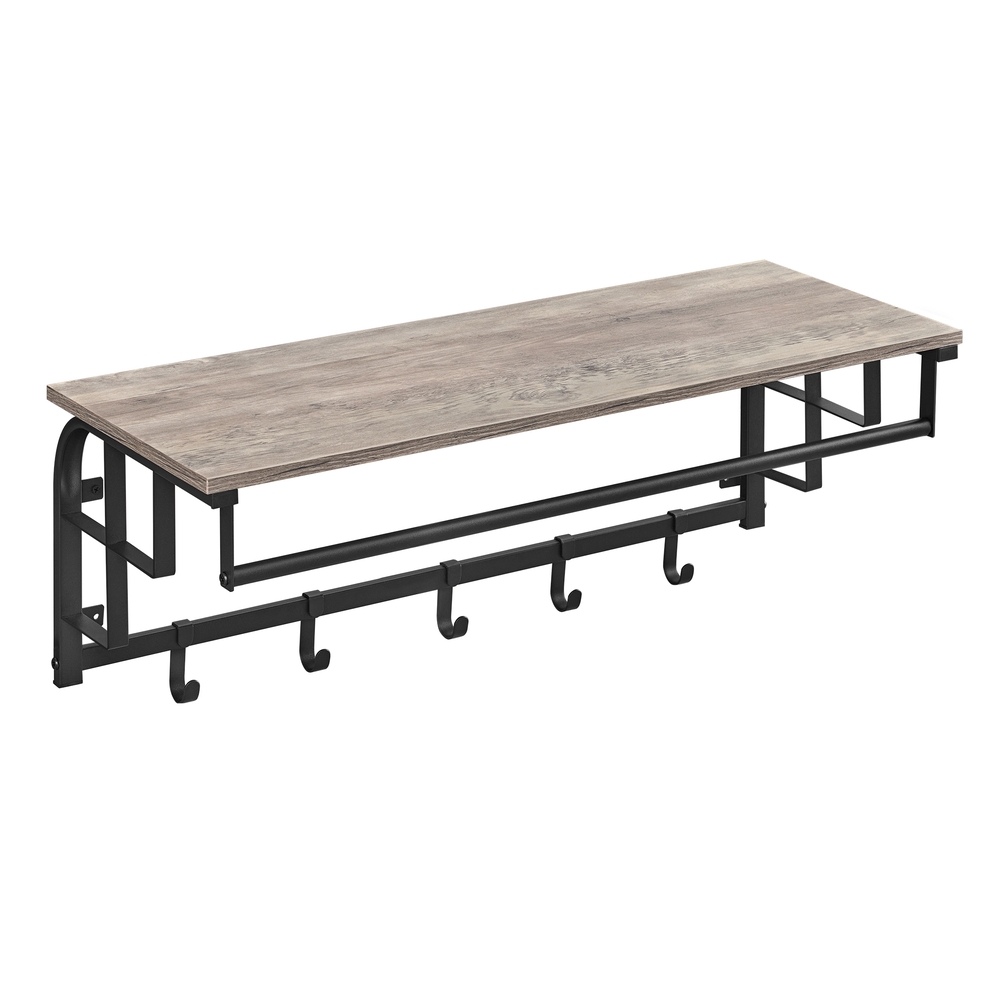 Wall-Mounted Coat Rack with 5 Hooks Greige and Black