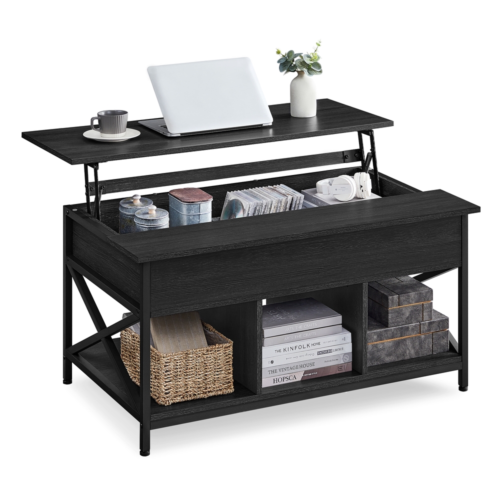 60 x 100 x (48-62) cm Coffee Table Charcoal Gray and Black