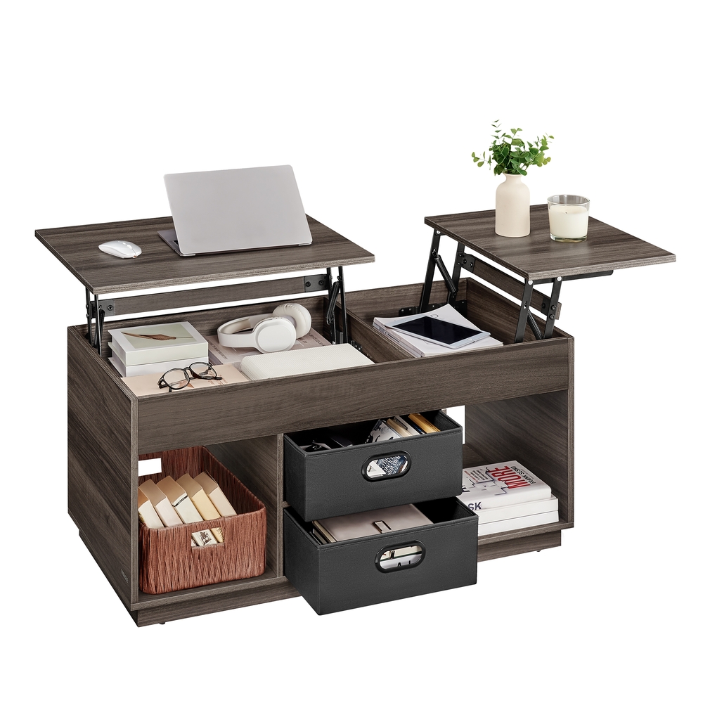 Lift Top Coffee Table with 2 Drawers Ash Brown Lift Top Coffee Table with 2 Drawers Ash Brown
