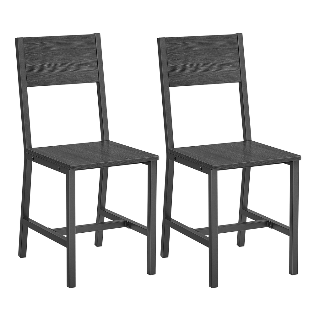 Set of 2 Dining Chairs Charcoal Grey and Ink Black