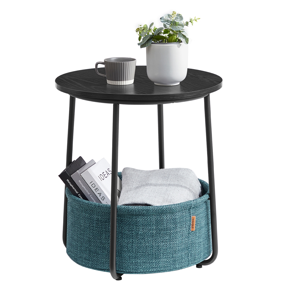 Round End Table with Fabric Basket