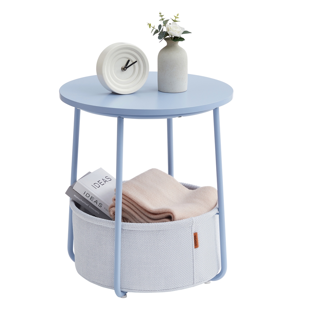 Round End Table with Fabric Basket Round End Table with Fabric Basket