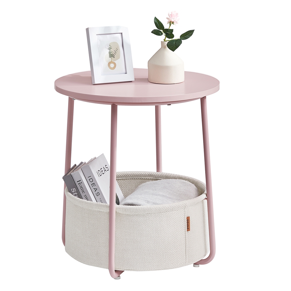 Round End Table with Fabric Basket Round End Table with Fabric Basket