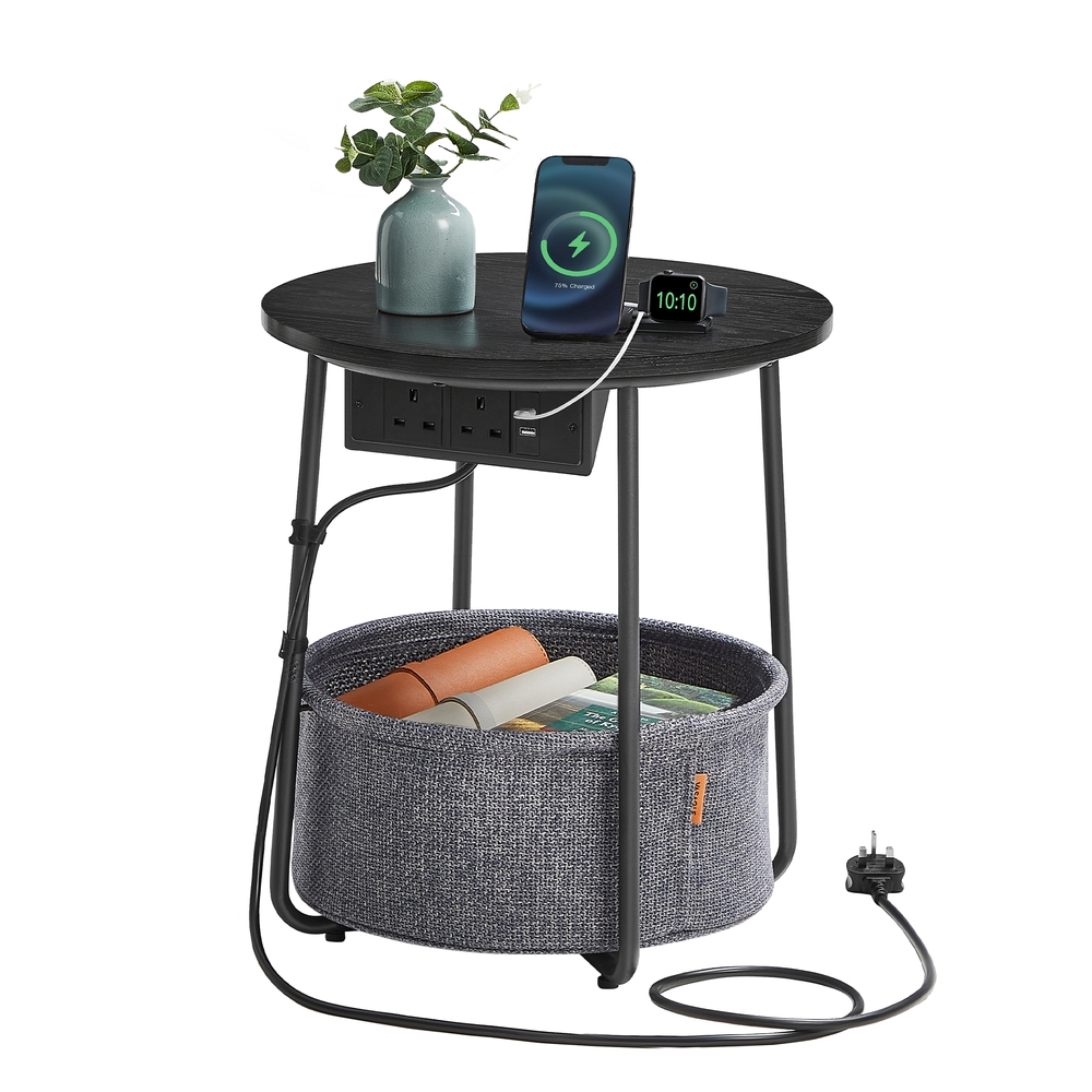 Round Side Table Ebony Black and Slate Grey