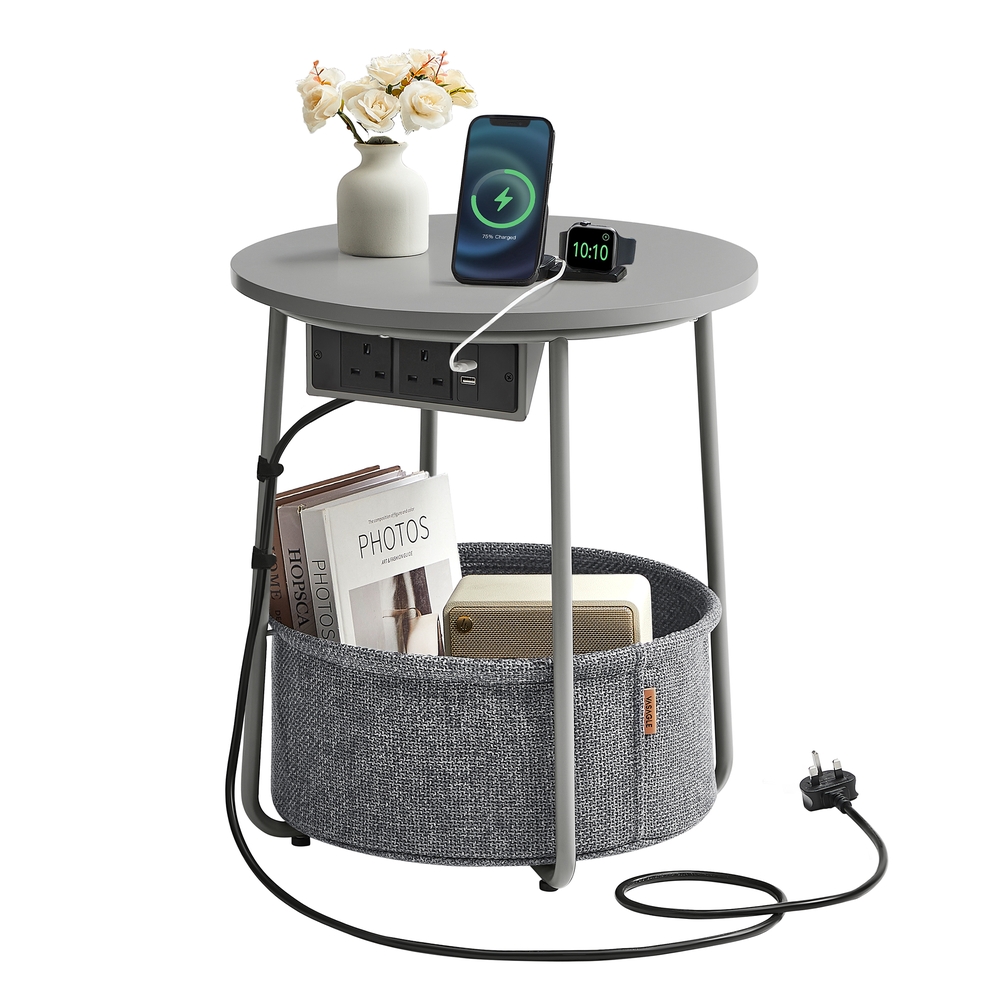 Round Side Table Dove Grey and Slate Grey