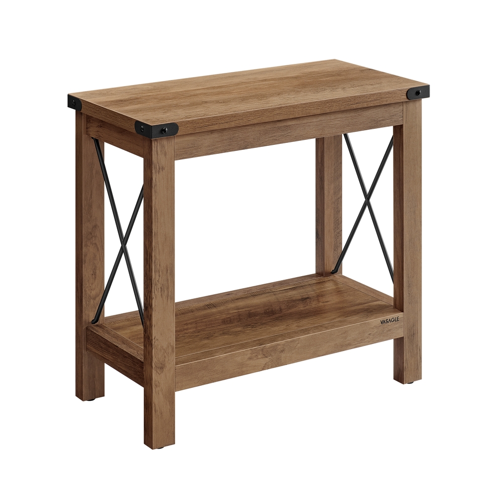 2-Tier Side Table for Small Spaces Honey Brown