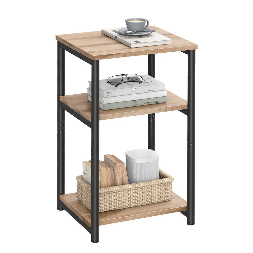 Sofa Side Table with Steel Frame Camel Brown and Ink Black