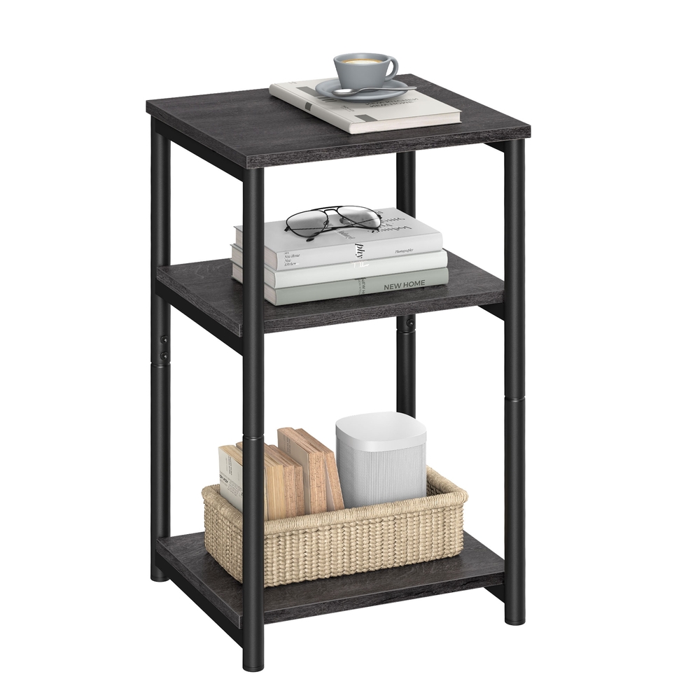 3-Tier Side Table with Steel Frame Misty Grey and Ink Black