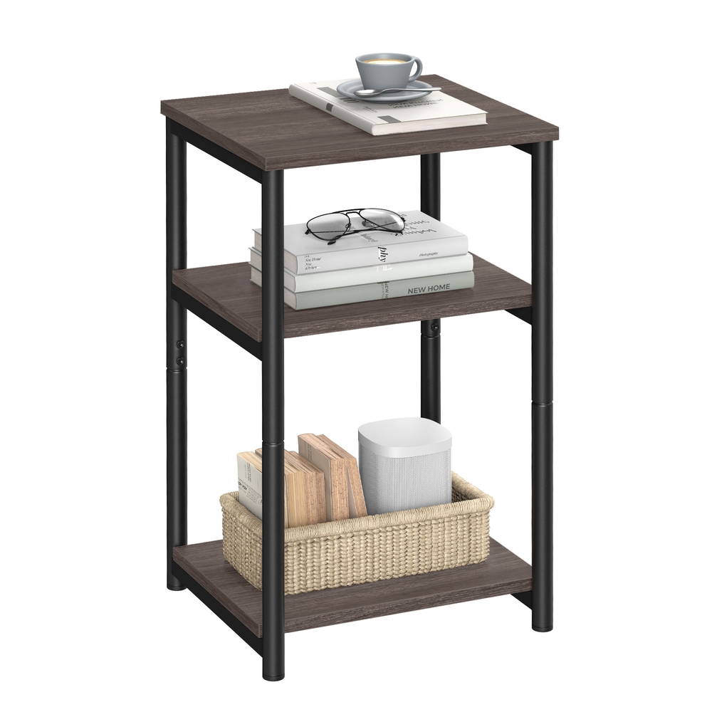 3-Tier Sofa Side Table Chestnut Brown and Ink Black
