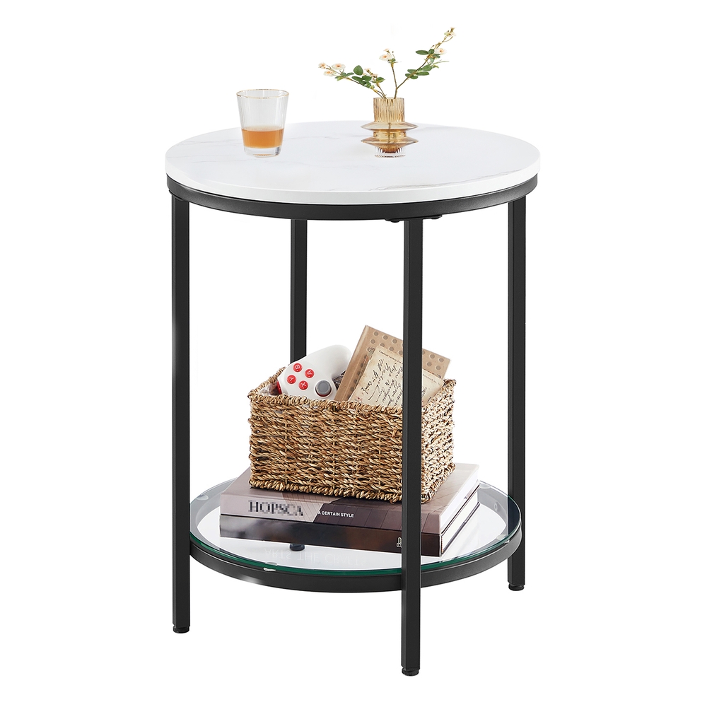 Coffee Table with Particleboard Top and Glass Shelf