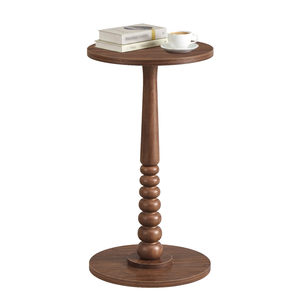 MARIEL Collection – Round Side Table with Solid Wood Leg Chestnut Walnut