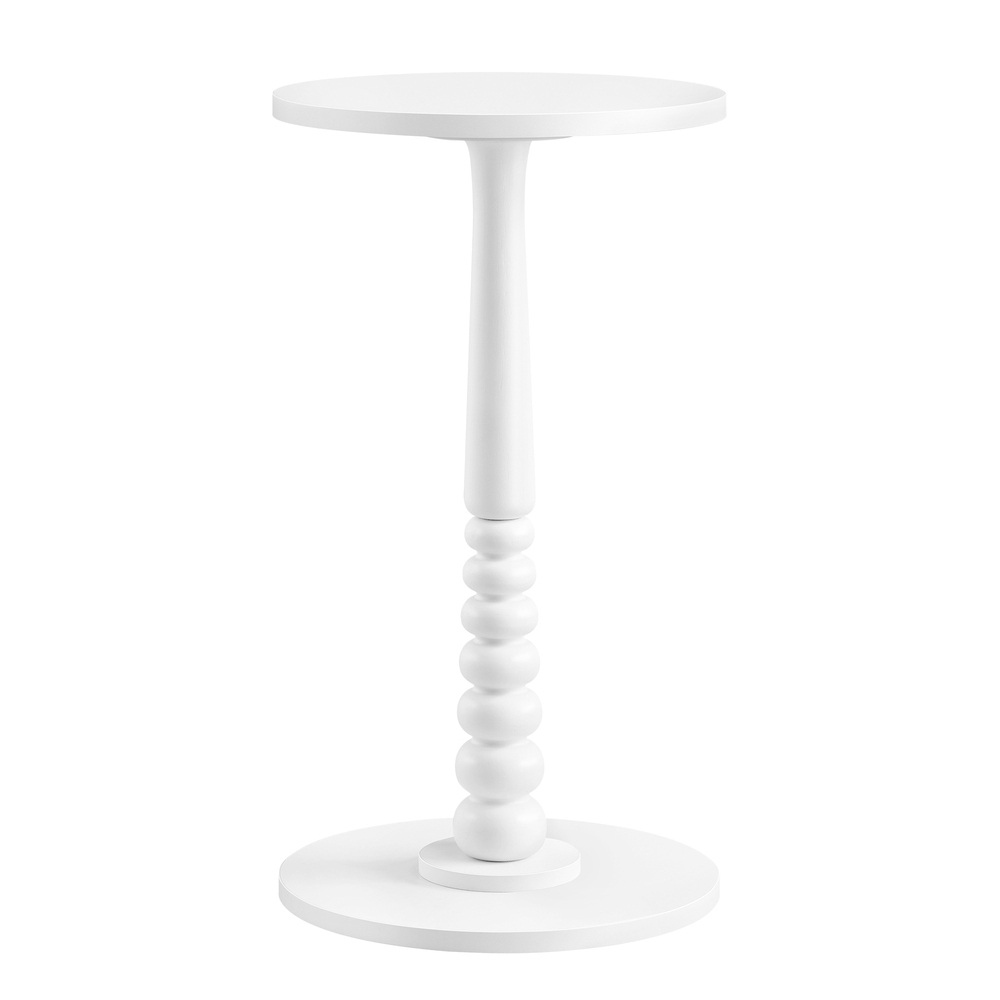 MARIEL Collection – Round Side Table with Solid Wood Leg Cloud White