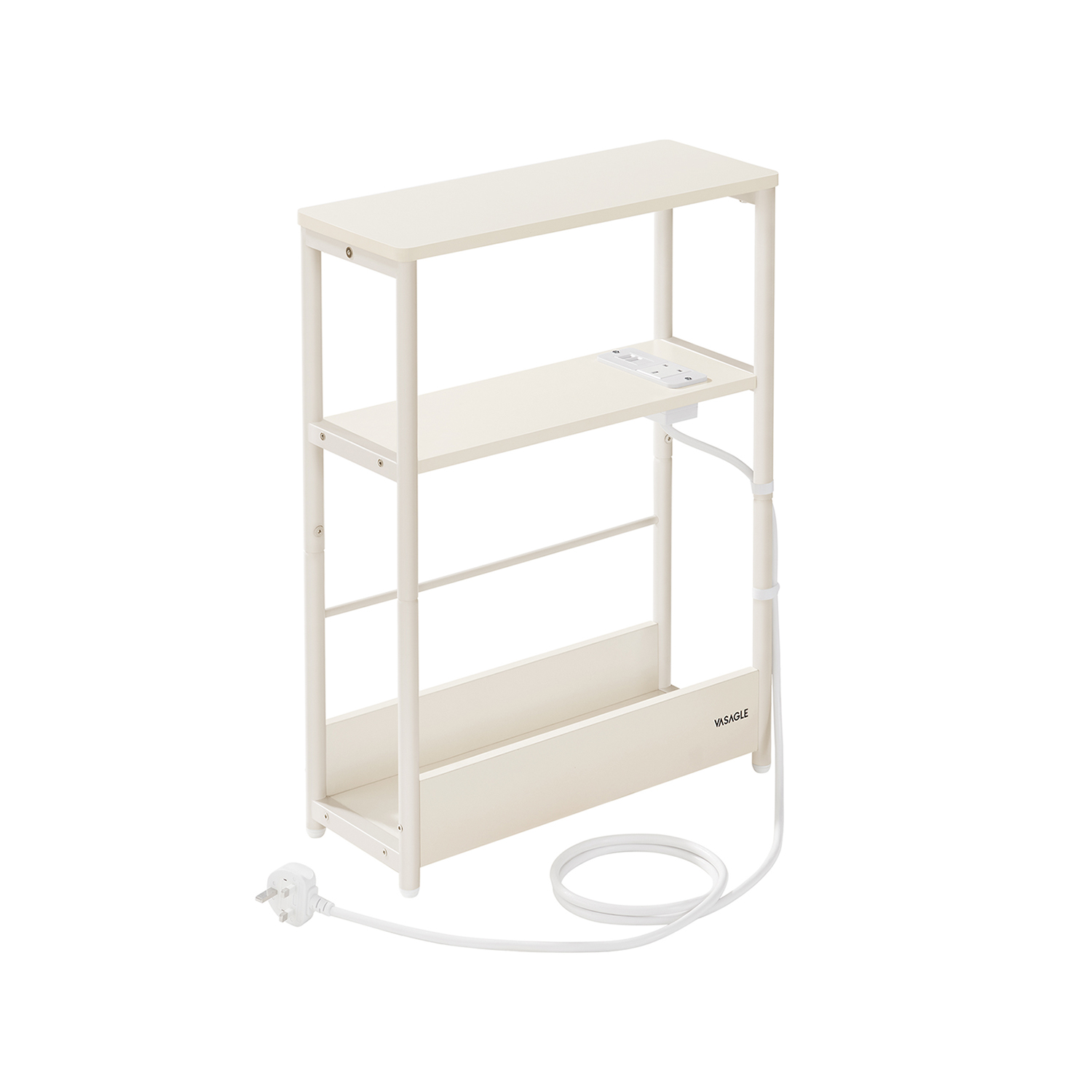 3-Tier Slim Side Table Cream White