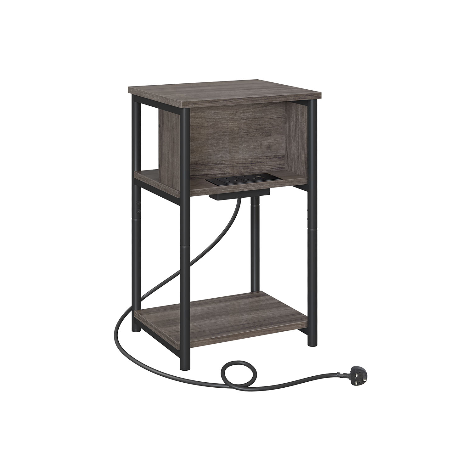 Slim Side Table with Charging Station Chestnut Brown and Ink Black Slim Side Table with Charging Station Chestnut Brown and Ink Black