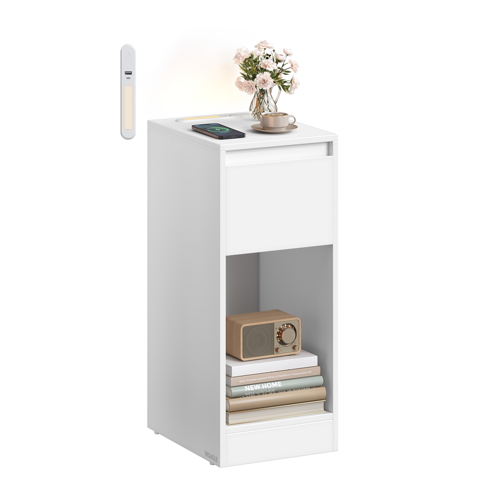Record player stand with vinyl storage and three tier side table