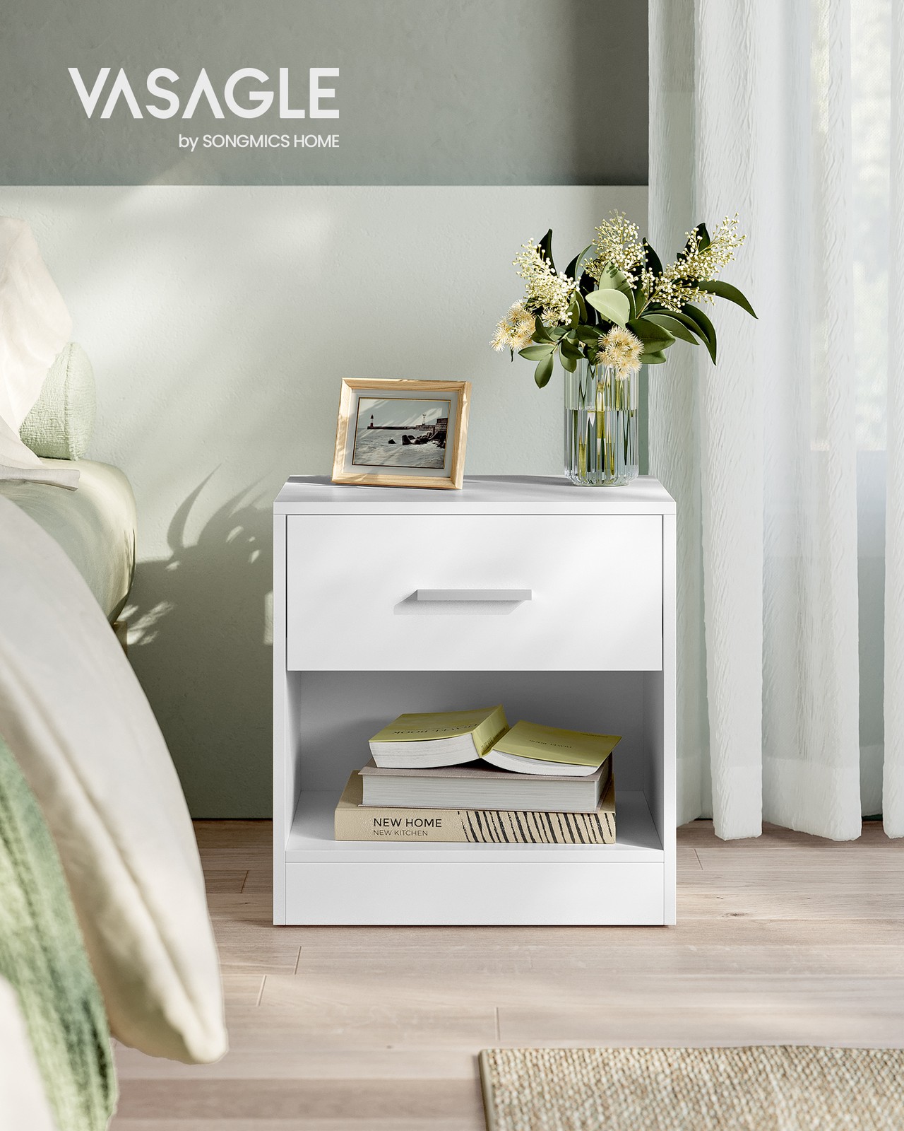 Bedside Table, Side Table with Drawer