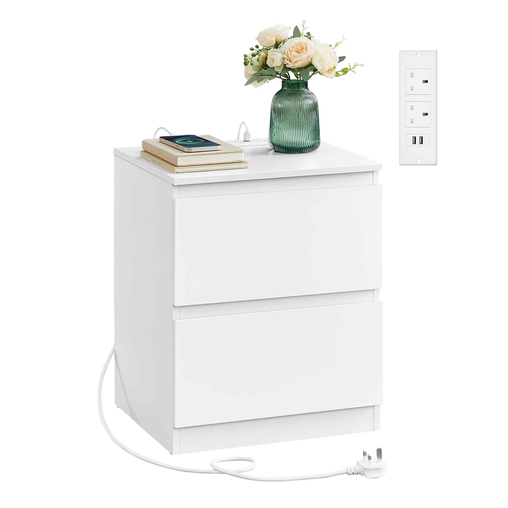 KAILYN Collection – Nightstand with Charging Station Cloud White