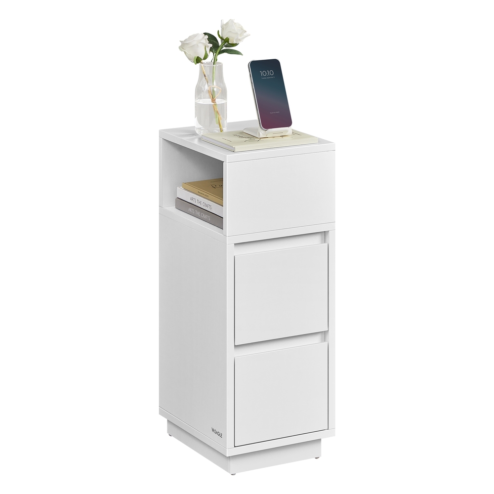 Slim Bedside Table with 2 Drawers Cloud White Slim Bedside Table with 2 Drawers Cloud White