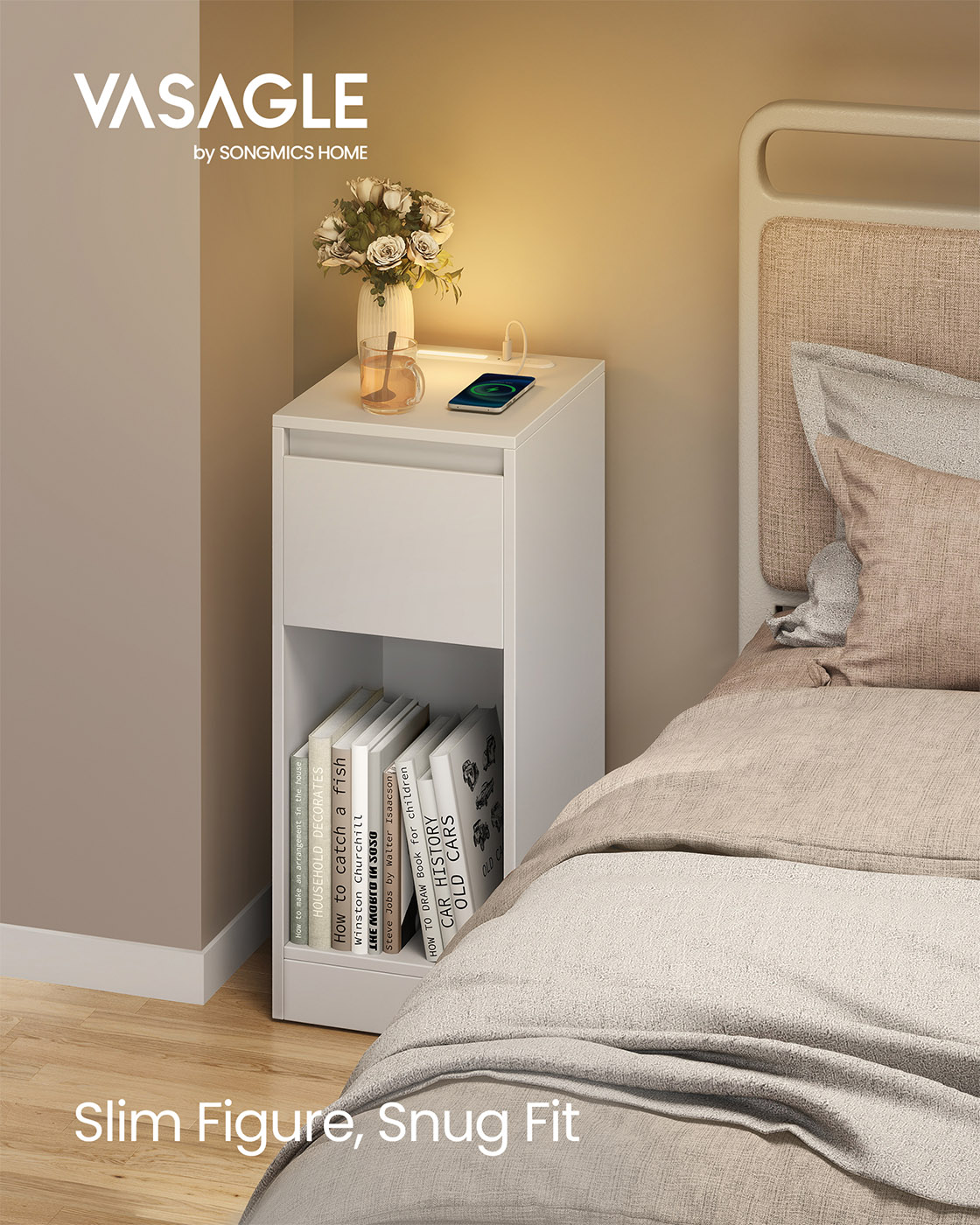 Record player stand with vinyl storage and three tier side table Record player stand with vinyl storage and three tier side table