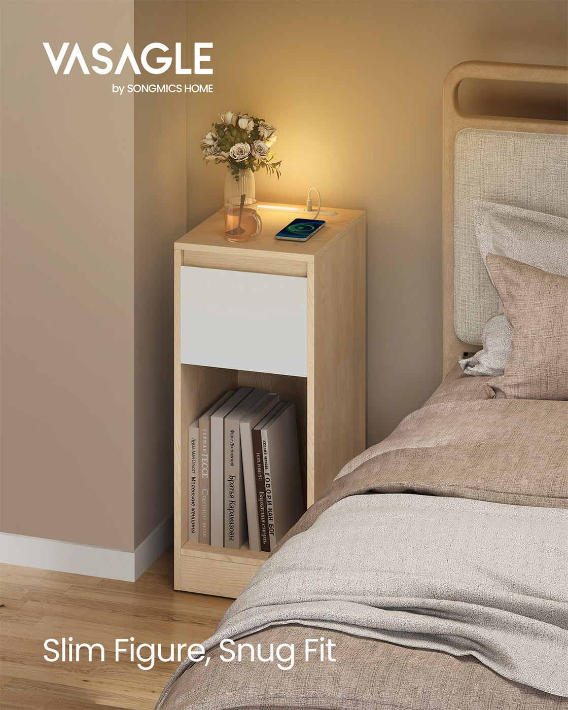 Record player stand with vinyl storage and three tier side table Record player stand with vinyl storage and three tier side table