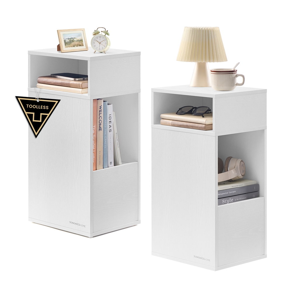 Slim Bedside Table, 2‑Pack Narrow Cabinet with Drawer