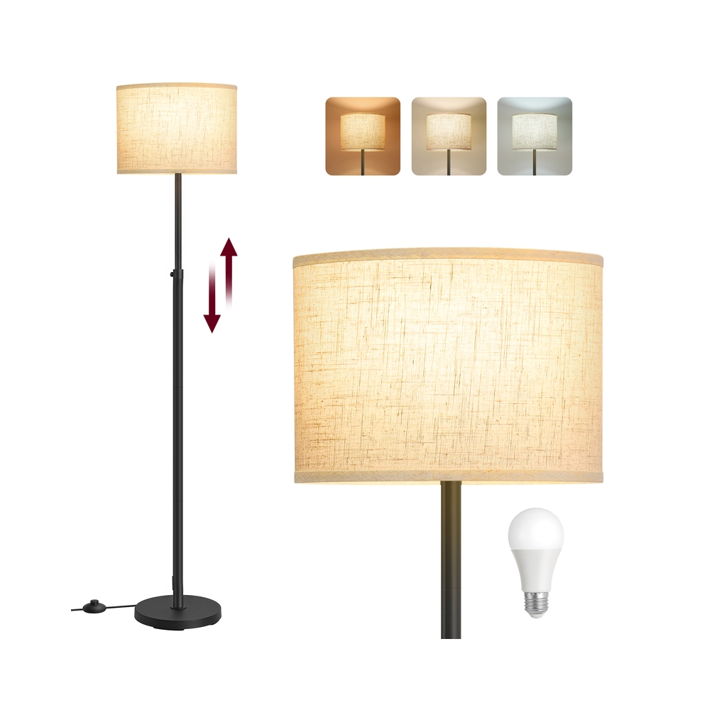 Floor Lamp for Living Room, Adjustable Height 140-170 cm,E27 Socket, Ink Black