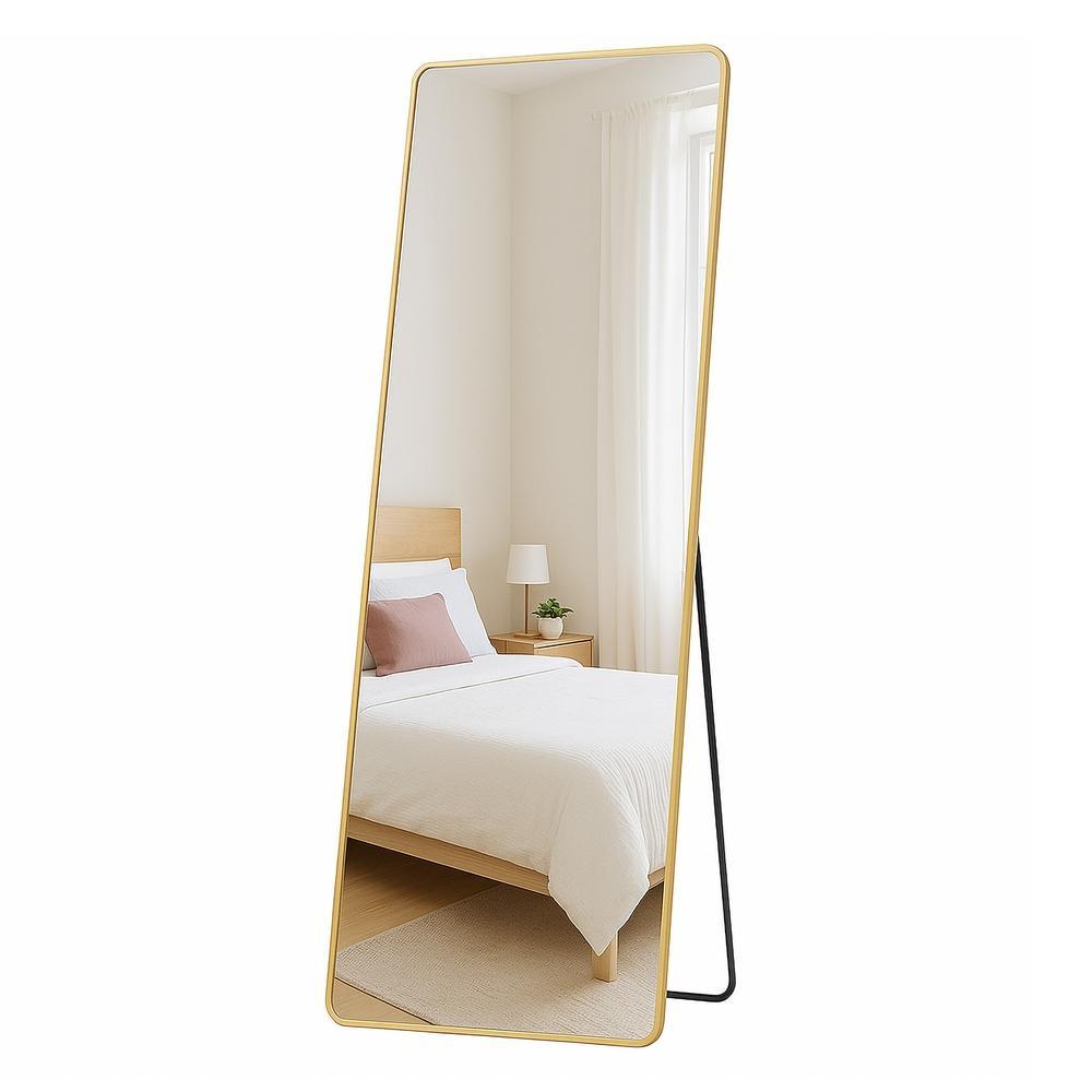Full Length Mirror 160 x 50 cm Rectangle with Stand Pale Gold