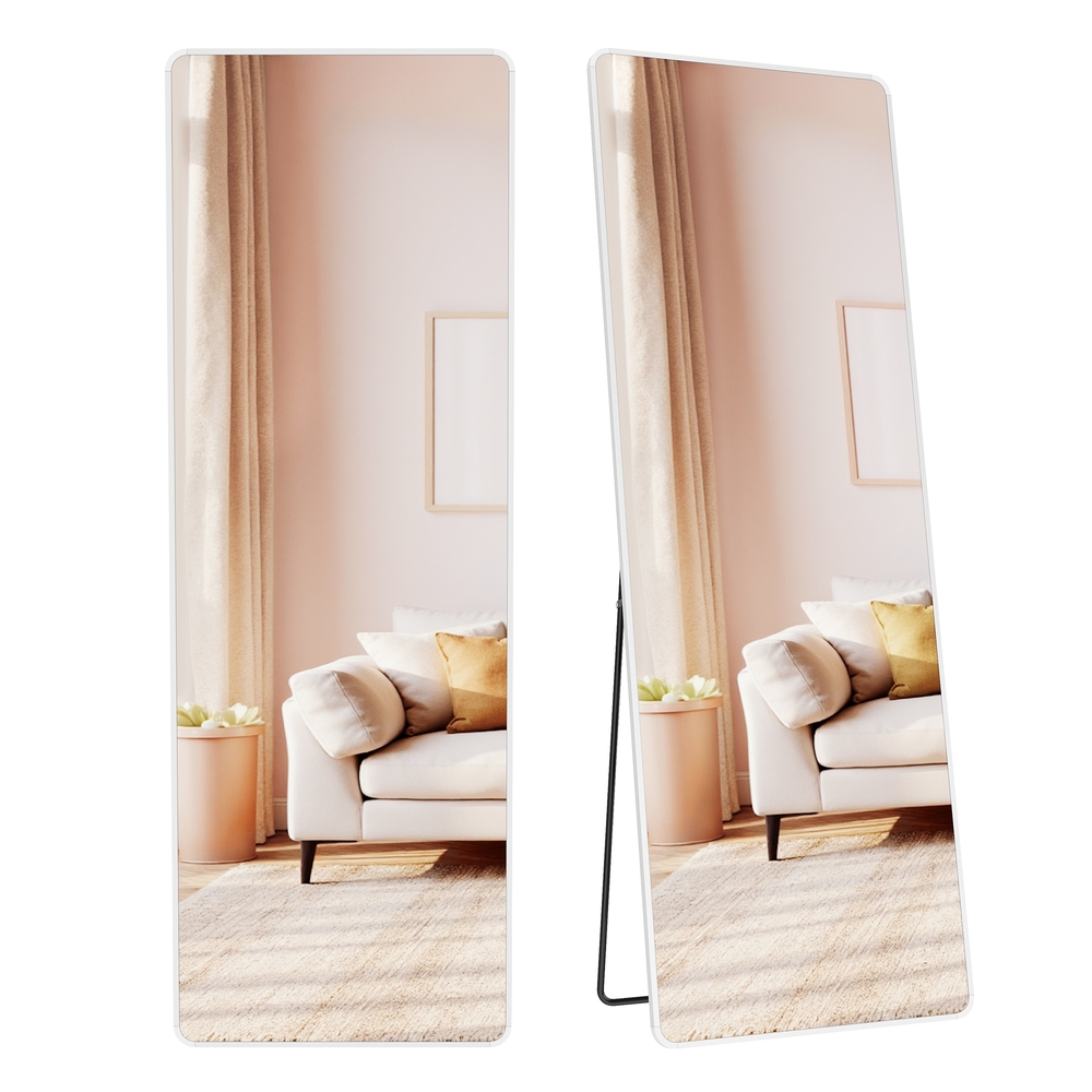 Full Length Mirror 160 x 50 cm Rectangle with Stand Matte White Full Length Mirror 160 x 50 cm Rectangle with Stand Matte White