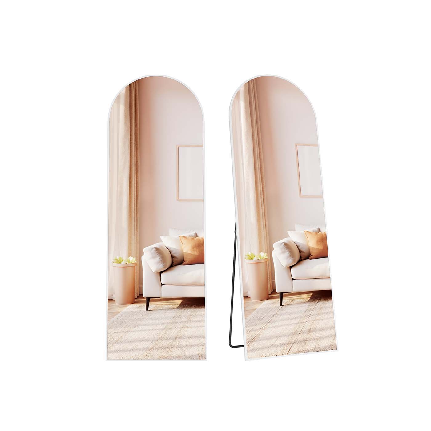 Full Length Mirror 160 x 50 cm Arched with Stand Matte White