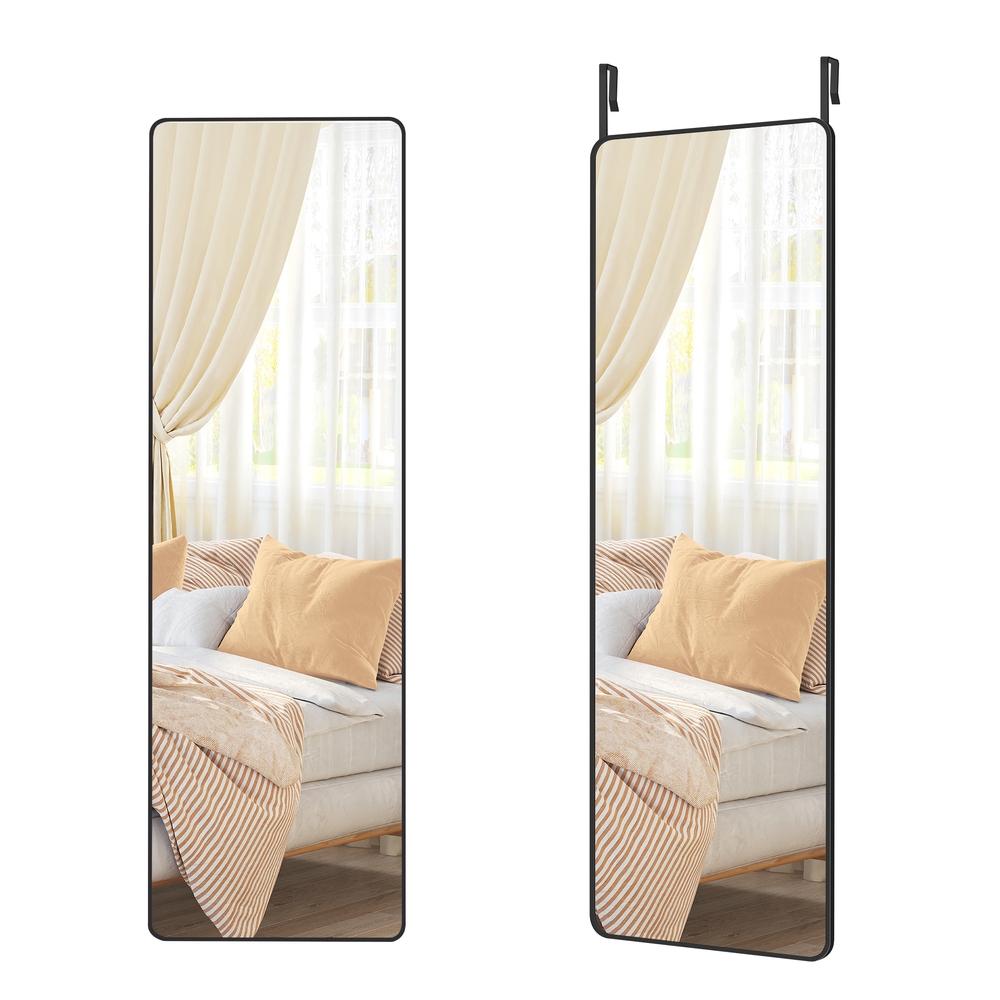 Full Length Hanging Mirror 120 x 40 cm Over the Door or Wall Mounted Ink Black