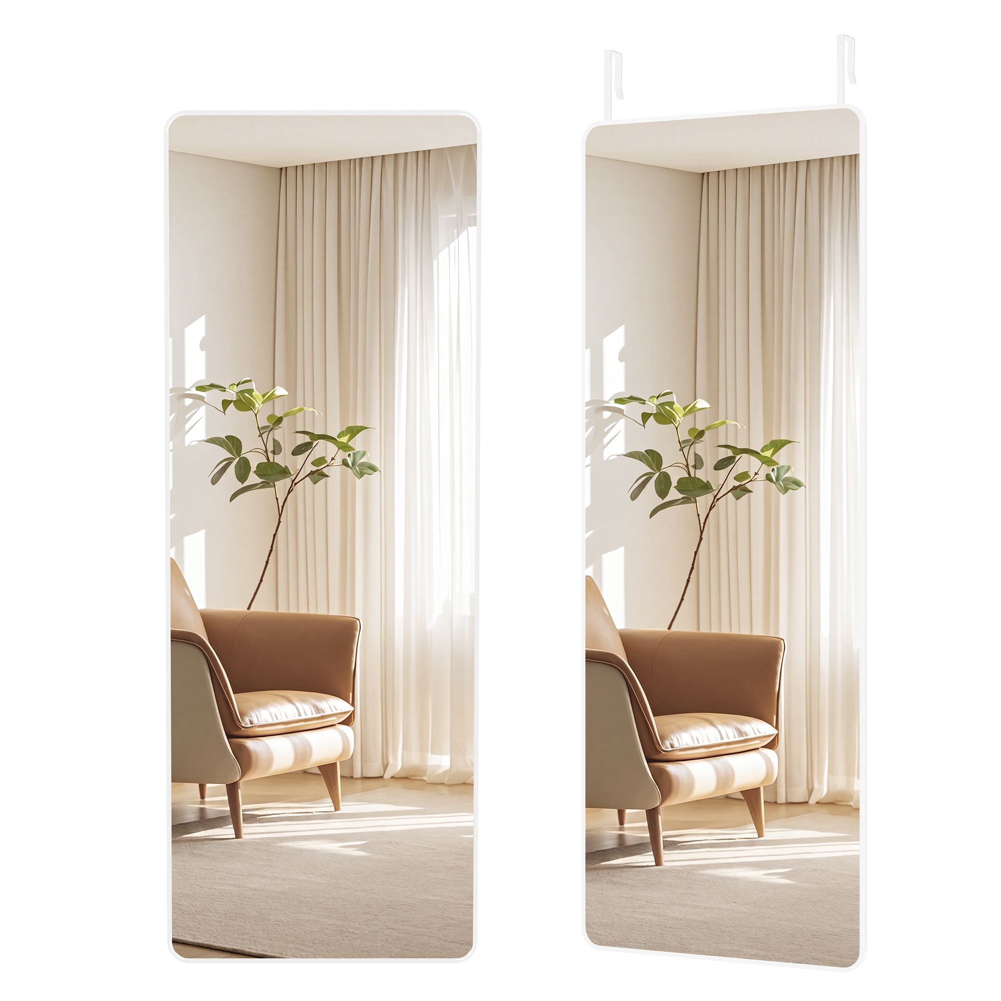 Full length mirror 120 x 40 cm tempered glass matte white