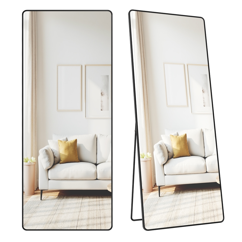 Full Length Mirror 165 x 60 cm Rectangle with Stand Ink Black