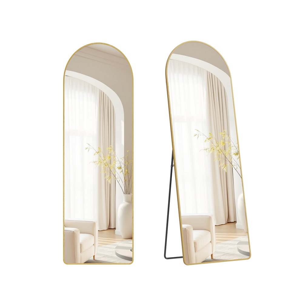 Full Length Mirror Arched Full Body Floor Mirror with Stand 160 x 50 cm Pale Gold