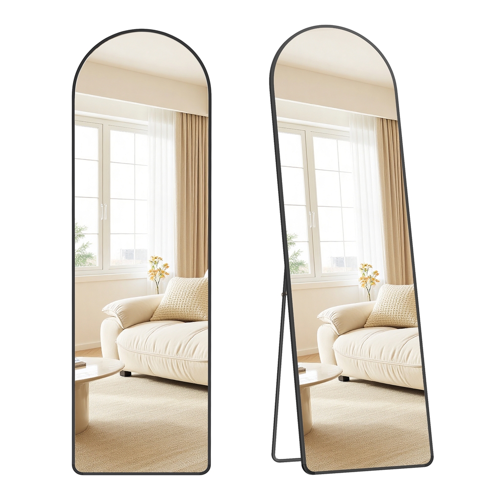 Full Length Mirror Arched Full Body Floor Mirror with Stand 160 x 50 cm Matte Black