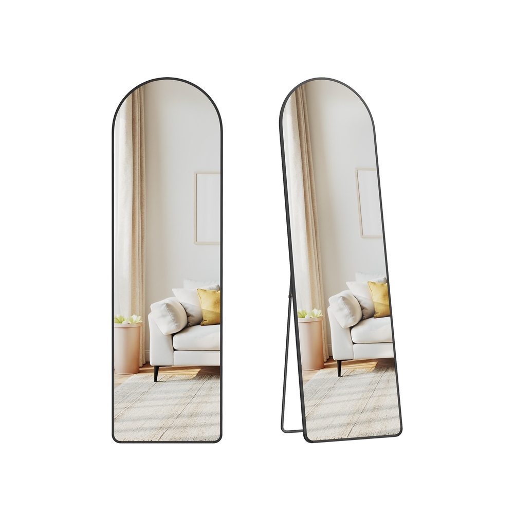 Full Length Mirror Arched Full Body Floor Mirror with Stand 160 x 50 cm Matte Black