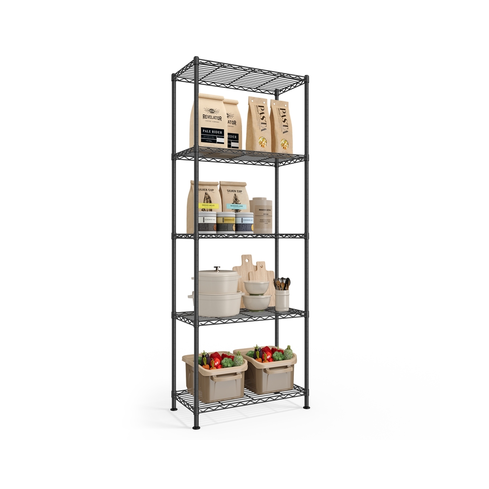 Storage Shelf Metal Garage Adjustable 5 Tier 30 x 60 x 161 cm Ink Black