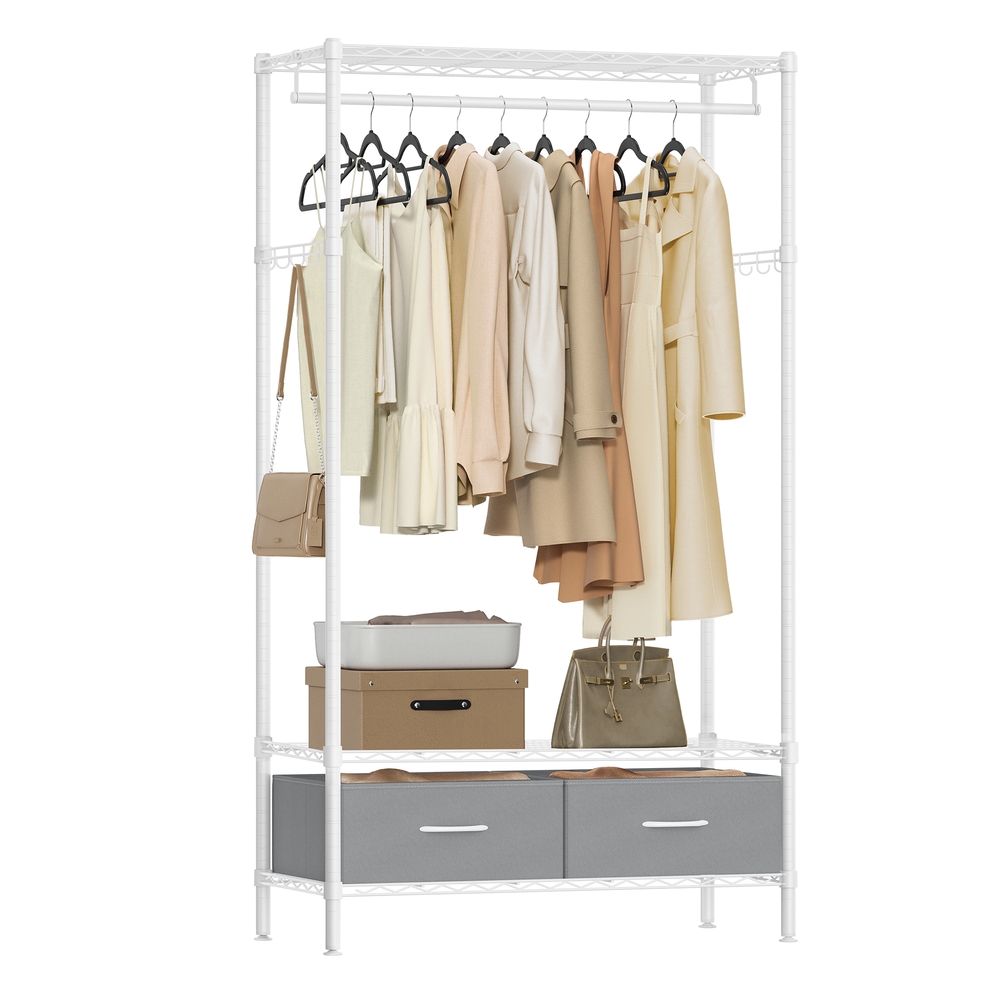 Clothes Rack with Mesh Shelf Cloud White and Dove Grey