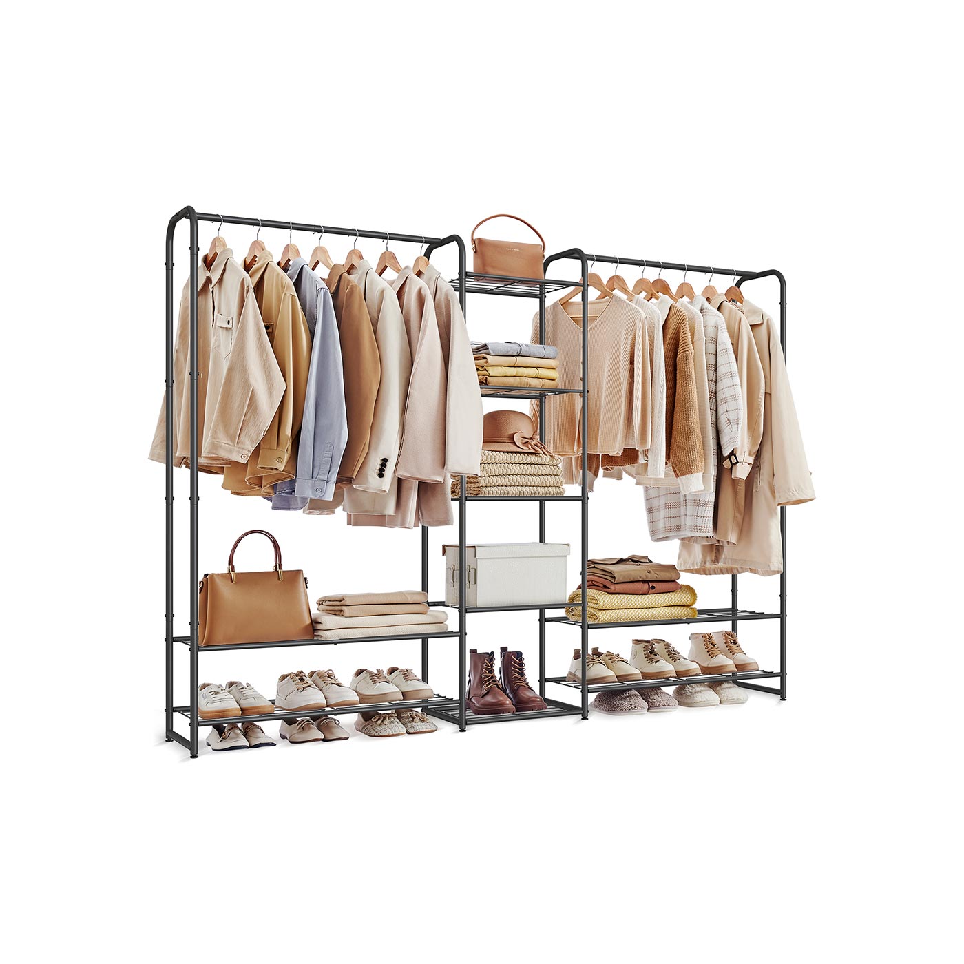 Clothes Hanger Open Wardrobe with Storage Shelves Matt Black