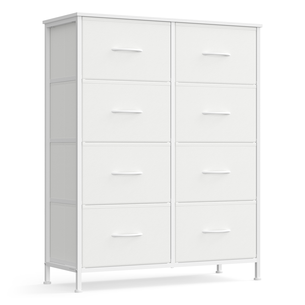 Chest of Drawers 8 Fabric Drawers Storage Unit Cloud White and Snow White Chest of Drawers 8 Fabric Drawers Storage Unit Cloud White and Snow White